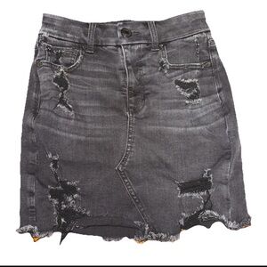 American Eagle Curvy HiRise Mini Jean Skirt Size 00 Reg Next Level Stretch Black